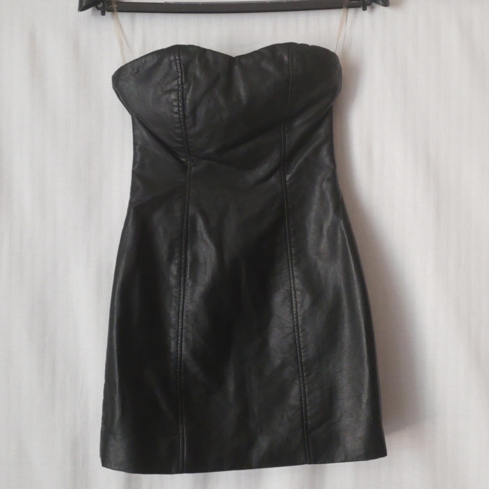 Strapless Faux Leather Dress